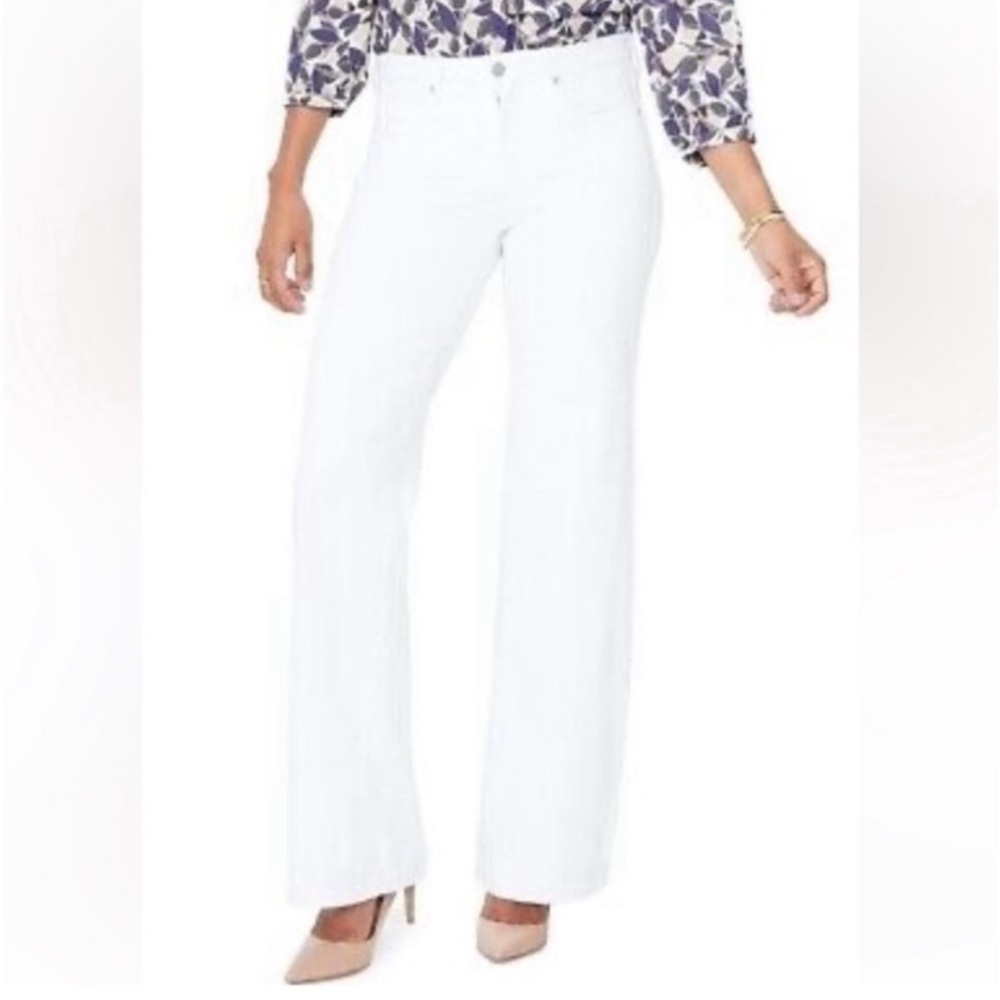 NYDJ Women’s Casual White Stretch Linen Wide leg Trouser Pants Plus Size 16